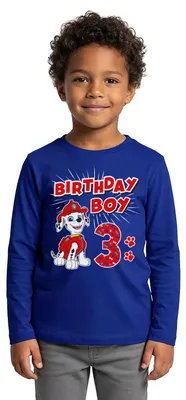 Produktbild von Spreadshirt Paw Patrol Marshall Geschenk 3. Geburtstag Kinder Premium Langarmshirt, 122/128 (6 Jahre), Royalblau