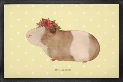 Produktbild von Mr. & Mrs. Panda Fussmatte Meerschweinchen Weisheit 50 x 75 cm - Gelb Pastell - Geschenk, Türmatte, Gummimatte, Blumenkind, Wunder, teppichmatte, Motivation, Wunderland