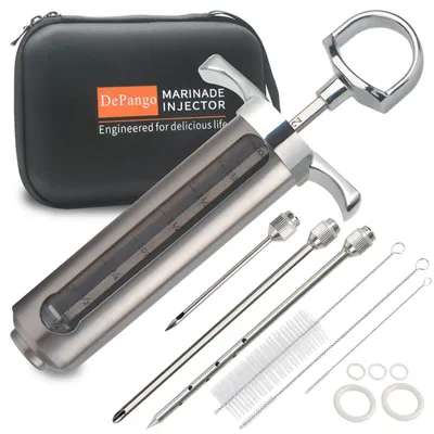 Vleesinjectiespuit Edelstahl 3 Nadeln Marinade-Injektor BBQ