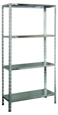 Produktbild von MIKRO NC1 Lagerregal mit 4 Regalböden, 150x75x30 cm, Fachlast 40 kg, höhenverstellbare Einlegeböden, verzinktes Metall, Silber