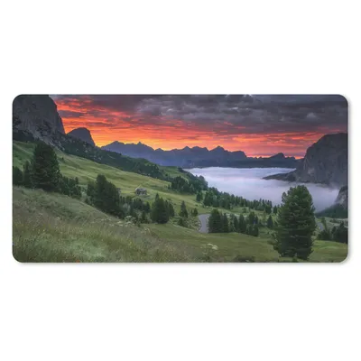 Obrázek produktu pro Podložka pod myš - Tráva - Hory - Večer - 80x40cm - Podložka pod myš