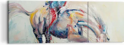 Produktbild von Bild auf Leinwand - Leinwandbild - Pferd Abstraktion - 120x40cm - Wand Bild - Wanddeko - Wandbilder - Leinwanddruck - Bilder - Kunstdruck - Wanddekoration - Leinwand bilder - Wandkunst - CA120x40-3446