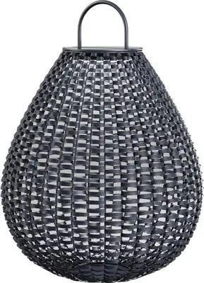 Produktbild von Solar Außenlampe Rattan LED Bewegungssensor IP65 61 cm hoch Schwarz rund warmweißes Licht 3000 K 50 lm Modern