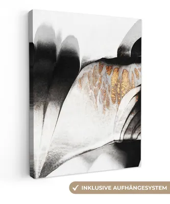 Produktbild von MuchoWow® - Leinwandbilder - Gold - Abstrakt - Design, Wandbild, Wanddeko Bilder Wohnzimmer, 90x120 cm