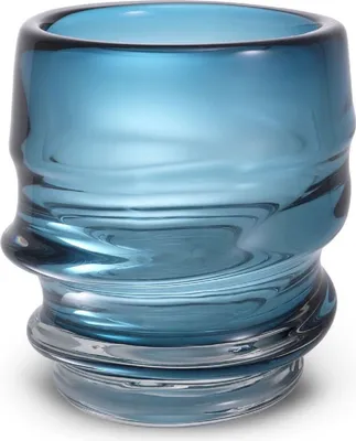 Produktbild von Casa Padrino Luxus Deko Glas Vase Blau Ø 22 x H. 24 cm - Elegante mundgeblasene Blumenvase - Luxus Deko Accessoires