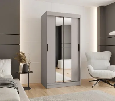 Produktbild von Kleiderschrank 100 cm CASANDRA mit Spiegel - Kaschmir