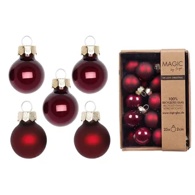 Produktbild von Inge‘s Christmas Decor 16392 P043, Kugel-Weihnachtsschmuck, Glas, Rot, 2 cm, 25 Stück(e), Box