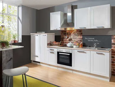 Produktbild von Landhaus Küchenblock Premium 300 cm mit Glaskeramik Kochfeld in Lacklaminat weiss