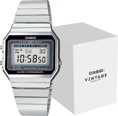 Produktbild von Casio Collection Damen Digital Uhr A700WE mit Edelstahl Armband