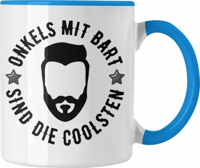 Produktbild von Trendation - Onkel mit Bart Tasse Geschenk Kaffeetasse Geschenkidee (Blau)