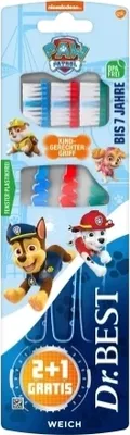 Obrázok produktu pre Dr. Best, Paw Patrol, zubná kefka pre deti do 7 rokov, 3 kusy