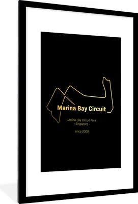 Produktbild von MuchoWow® Gerahmtes Poster Singapur - Formel-1-Rennstrecke 60x90 cm - Poster mit Schwarzem Bilderrahmen Wandposter Rahmen Foto Bilder - Dekoration - Wandposter Wohnzimmer - Hochwertig