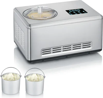 Produktbild von Severin EZ 7406, Kompressor Eismaschine, 2 l, 2 Becken, Edelstahl, 30 min, LED