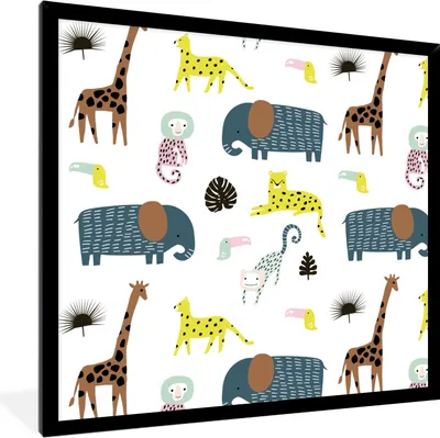 Produktbild von MuchoWow® MuchoWow® Gerahmtes Poster Dschungel - Tiere - Affe 40x40 cm - Poster mit zchwarzem Bilderrahmen - Mit Rahmen - Wanddekoration Schlafzimmer