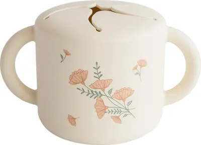 Produktbild von Mushie Snack Cup - Pink Flowers | Trinkbecher & Trinklernbecher