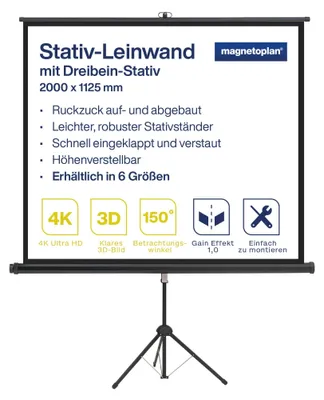 Productafbeelding van Magnetische projectiescherm, statiefmodel, 2000 x 1125 mm, 16:9 beeldverhouding