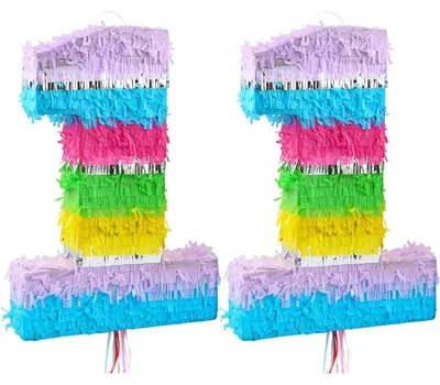 Produktbild von Piñata Zahl 11, bunt pastell, 50 Zentimeter hoch, 35 Zentimeter breit, 7,5 Zentimeter tief