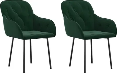 Produktbild von Esszimmerstühle 2 Stk. Dunkelgrün Samt