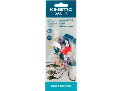 Produktbild von Kinetic Sabiki Tournament #1/0 Orange Pearl/ Silver Plattfisch Scholle Flunder Vorfach Rig system