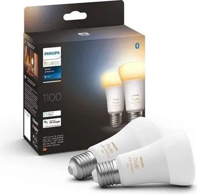 Image de Philips Hue White Ambiance, Ampoule LED connectée E27 équivalent 75W, 1100 lumen, Bluetooth, Pack de 2