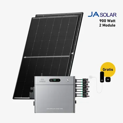 Produktbild von 900 Watt, Bifazial Komplettset, Balkonkraftwerk, Zendure Solarflow 2400 Pro, 3 x AB3000L Zusatzbatterien