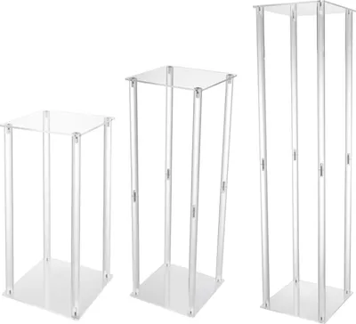 Produktbild von Acryl Blumenständer Set - Säulen Blumenständer - 3 Stück - Tischdeko Hochzeit - Bankett Dekoration - Transparent