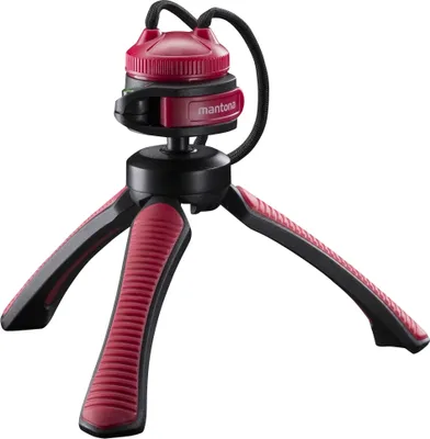 Produktbild von Mantona Kaleido Gaia Stativ sundown red - 170 x 54 x 54 mm / Traglast max. 2,5 kg - kompaktes 3-Bein-Stativ, 360° Kugelkopf, 1/4" Anschluss, Wasserwaage, Schlaufe - Fotografie Studio