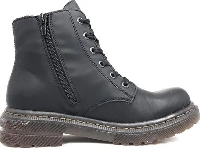 Imagen del producto de Zapatos de cordones Rieker France para mujer, estilo botín, color negro