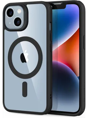 Immagine prodotto di Custodia per iPhone 14/13, compatibile con MagSafe, protezione antiurto ibrida, colore nero trasparente