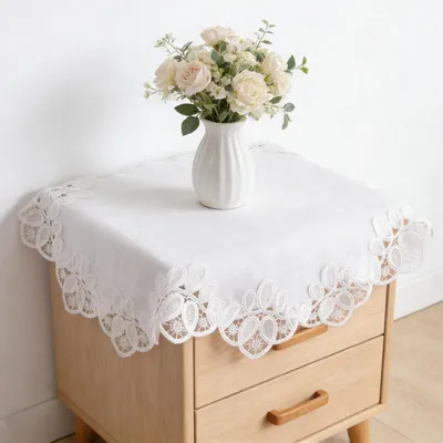 Productafbeelding van Ronde tafelkleedjes, 50x50 cm, wit, polyester