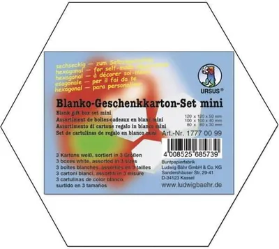Produktbild von Geschenkkarton-Set sechseckig blanko VE=3 Stück