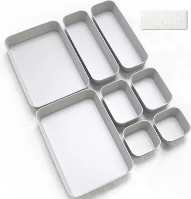 Immagine prodotto di Portaoggetti a 8 scomparti, grigio chiaro, plastica, ufficio, cucina, bagno