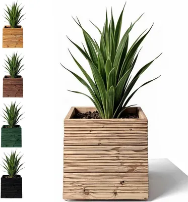 Produktbild von Floranica Pflanztopf 50x50 cm, Unbehandelt , eckiger Blumentopf aus Lärchenholz, Blumenkasten für drinnen und draußen