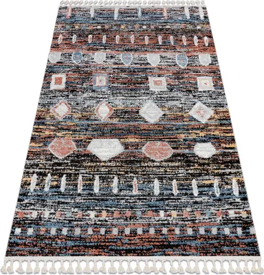 Produktbild von Modern Teppich BELLE BR36A schwarz / rosa Franse  Schwarz 80x150 cm