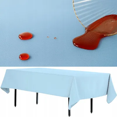 Produktbild von Fleckenabweisender Rechteckiger Tischdecke Aus Dickem Polyester 280 X 170 Cm, Hellblau