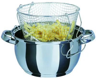 Imagen del producto de Freidora de acero inoxidable con tapa de vidrio y cesta para freír, de diámetro ø 22 cm