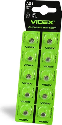Obrázek produktu pro VIDEX AG1/LR621 alkalické baterie v blistru 10 kusů.