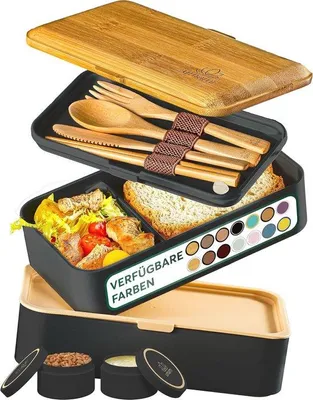 Immagine prodotto di Contenitore per il pranzo all-in-1 da 1,2 L con posate e vaschette per salse