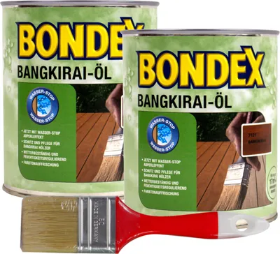 Produktbild von Bondex Bangkiraiöl 1,5 L Bangkirai Öl Hartholzöl Holzöl Terrassenöl inkl. Pinsel