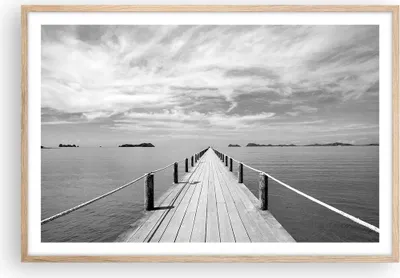 Produktbild von Gerahmtes Poster - Rahmen in heller Eiche - Holz Brücke Meer - 91,5x61 cm - Wand Bild - Wanddeko - Wandbilder - Kunstposter - Wandposter - Bilderrahmen - Bilder - Kunstdruck - P2NAA91x61-4985