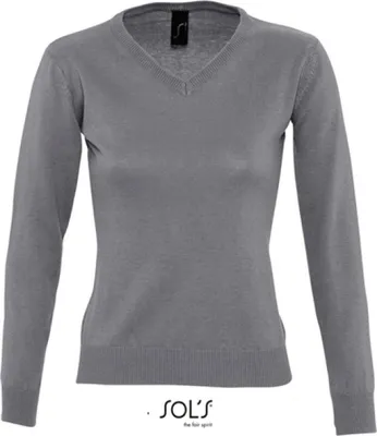 Produktbild von SOLs 90010 | Womens V Neck Sweater Galaxy - Farbe: Medium Grey (Solid) - Größe: L