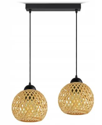 Produktbild von LUXOLAR Pendelleuchte Natural Bambus 2 flammig E27 60 W - Hängelampe für Wohnzimmer, Küchen - Deckenleuchte BOHO Design