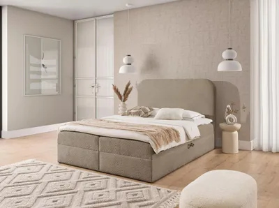 Obrázok produktu pre Manželská kontinentálna posteľ 140x220 GADALUPA - šedá + topper