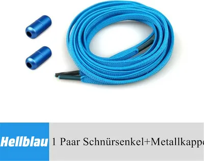 Produktbild von Elastische Schnürsenkel mit Schnellverschluss  Schnellschnürsystem Schuhbänder ohne Binden Flach Rund Bunt, Hellblau