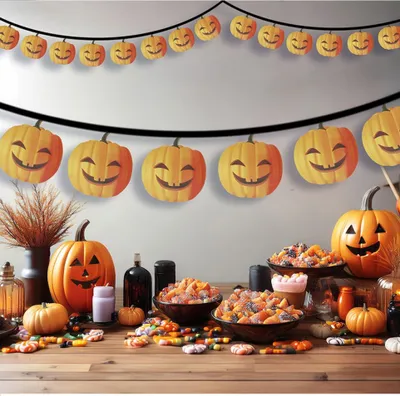 Produktbild von Halloween Kürbis Girlande als kinderfreundliche Dekoration 3m