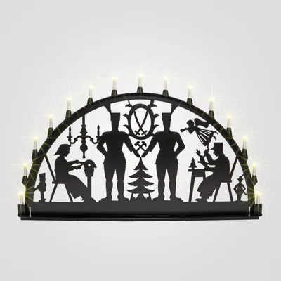 Produktbild von CLGarden Premium XXL Außenschwibbogen 1,50 m aus Metall mit NARVA Lichterkette 15 Lampen – wetterfester Schwibbogen für Garten und Hauswand