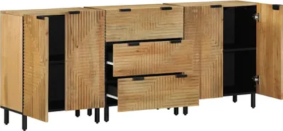 Imagen del producto de vidaXL, juego de 3 aparadores, color marrón, 60x33x75 cm, madera maciza de mango