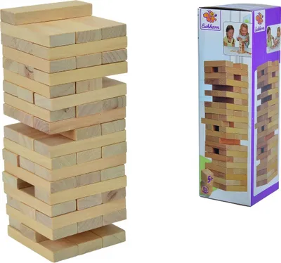 Produktbild von Eichhorn Wooden Tumbling Tower, Brettspiel, Feinmotorik (Geschicklichkeit), 5 Jahr(e), Familienspiel