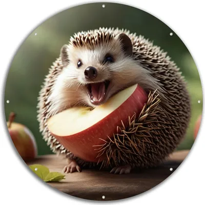 Produktbild von Wallario rundes Outdoor-Poster für Garten oder Balkon, Motiv Lustiger Igel, 60 cm Durchmesser