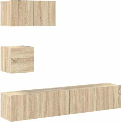Imagen del producto de vidaXL Juego de 4 muebles para televisión, estilo Sonoma, en madera contrachapada
